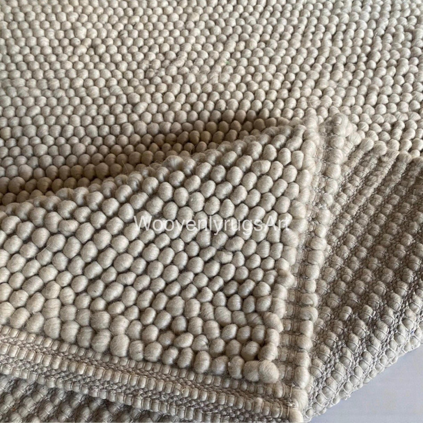 Handwoven Wool Rug Beige Neutral Minimalist | Modern Flatweave Dhurrie Scandinavian Carpet