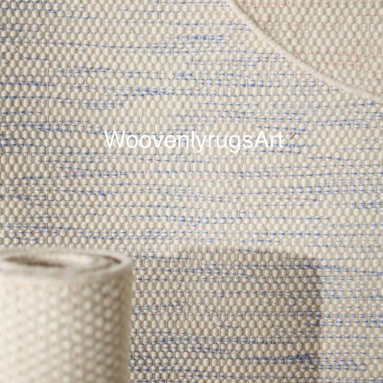 Handmade Wool Dhurrie Rug Modern Abstract Flat Weave Area Rug