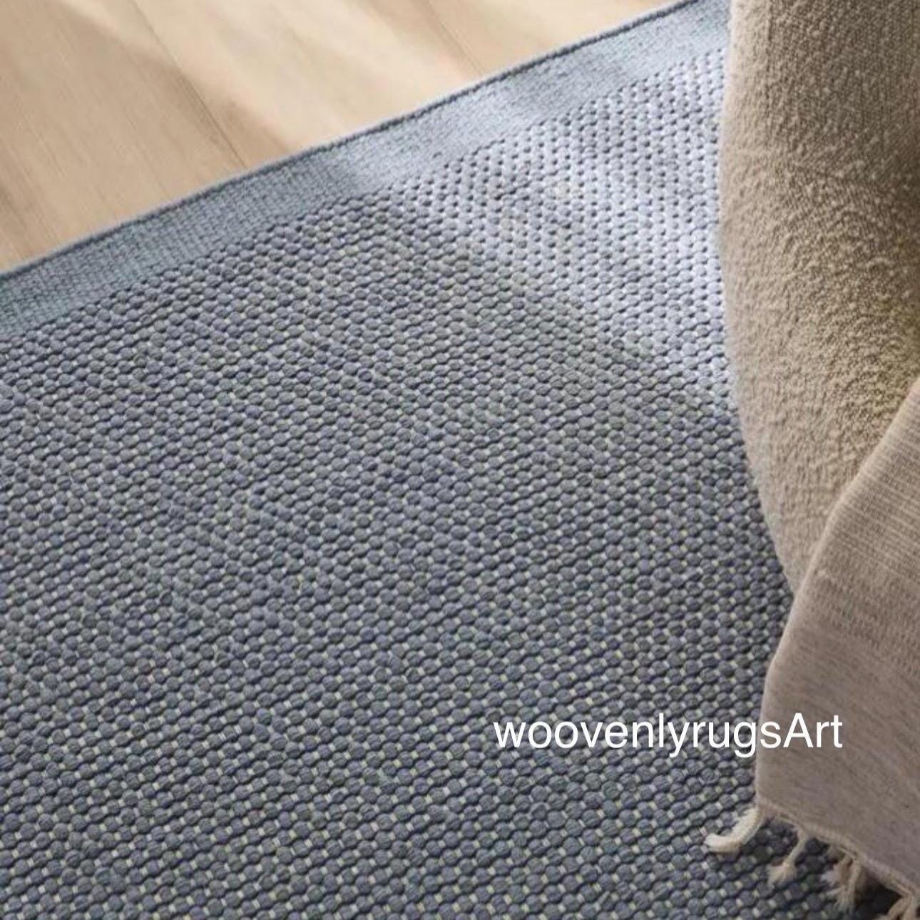 Handmade Wool Dhurrie Rug Handwoven Flatweave Grey Area Rug Minimalist Boho Carpet