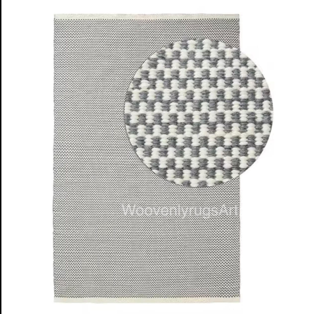 Handwoven Geometric Cotton Dhurrie Rug, Modern Minimalist Scandinavian Flatweave Home Decor