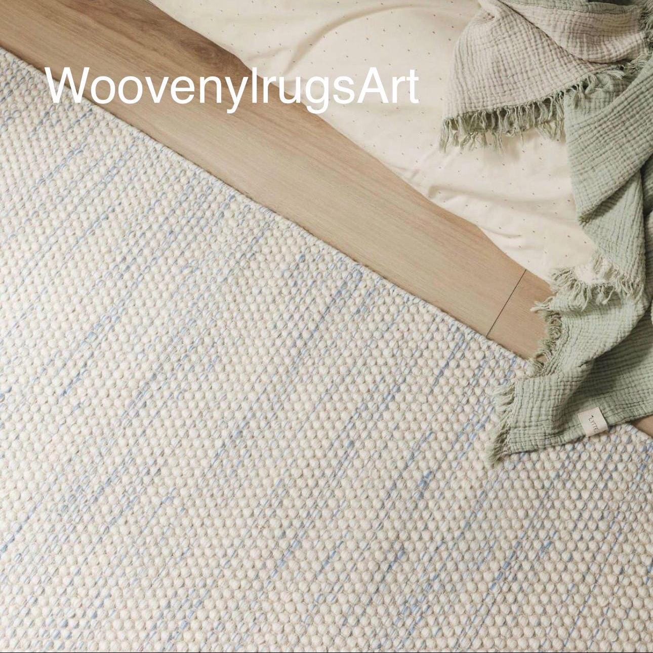 Handmade Wool Dhurrie Rug Modern Abstract Flat Weave Area Rug