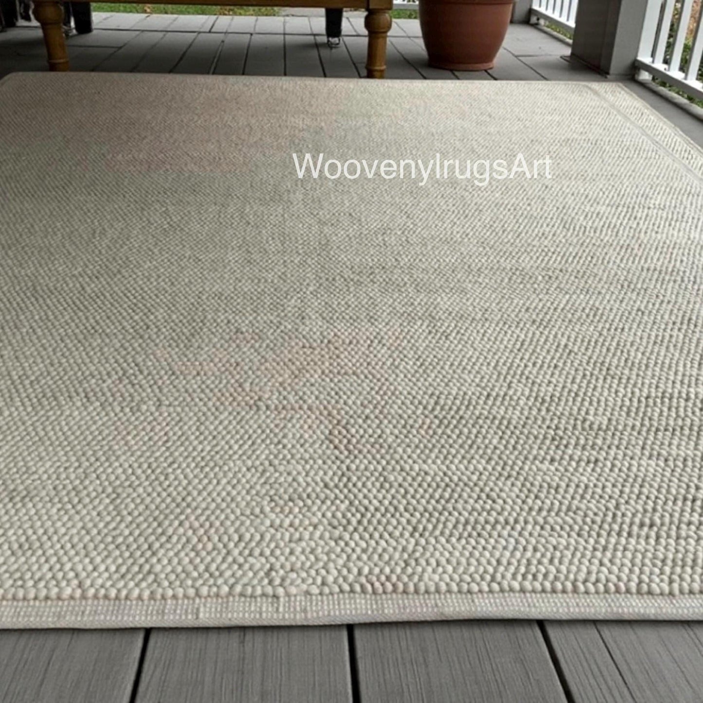 Handwoven Wool Rug Beige Neutral Minimalist | Modern Flatweave Dhurrie Scandinavian Carpet