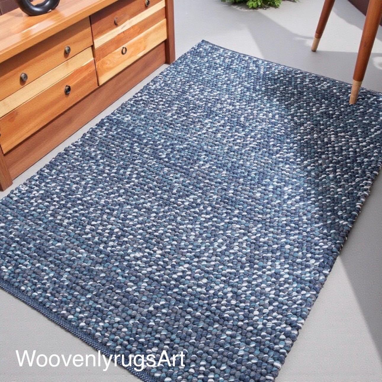 Handmade Chunky Wool Rug Thick Soft Braided Area Rug Cozy Boho Home decor