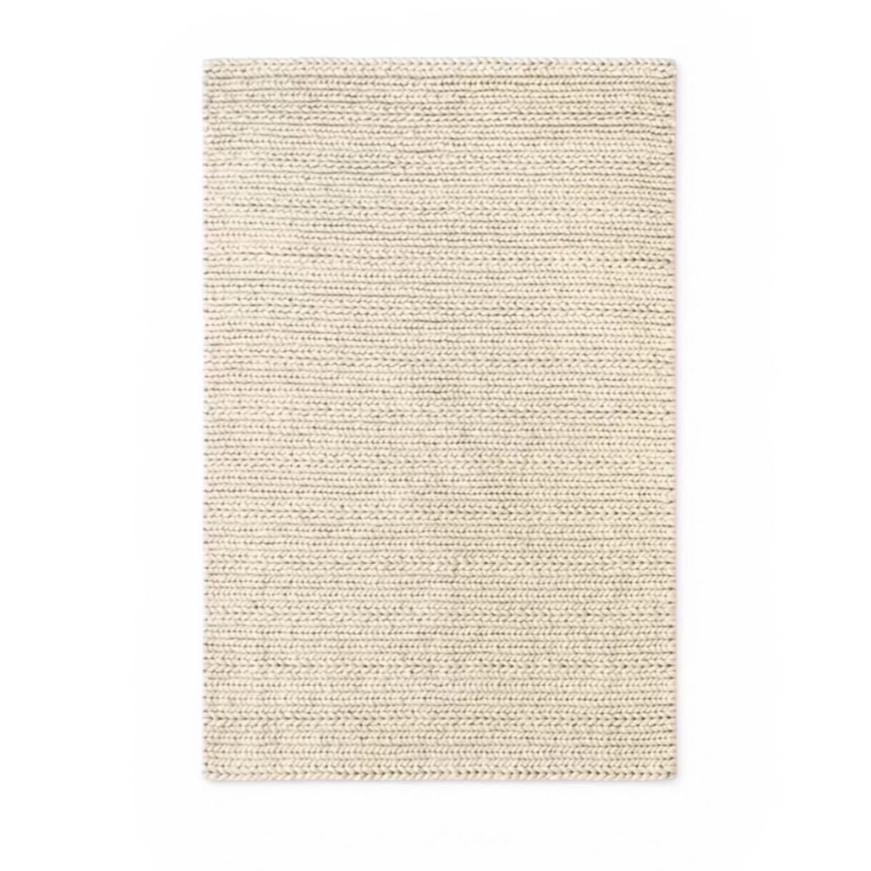 Handmade Chunky Knit Wool Rug, Ivory Thick Loop Carpet, Cozy Scandinavian Floor Rug