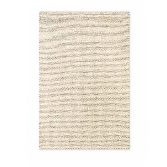 Handmade Chunky Knit Wool Rug, Ivory Thick Loop Carpet, Cozy Scandinavian Floor Rug