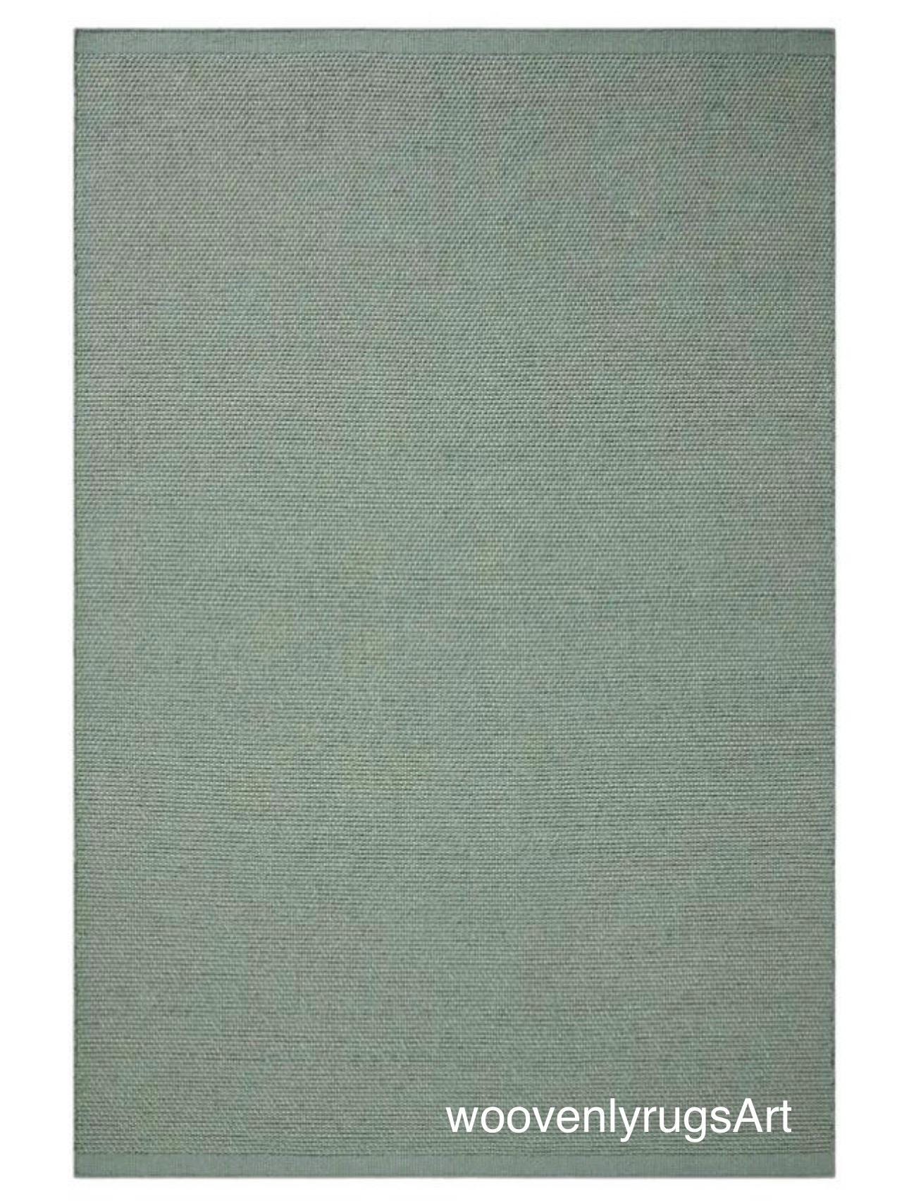 Handmade Wool Dhurrie Rug, Sage Green Flatweave, Minimalist Boho Home Decor