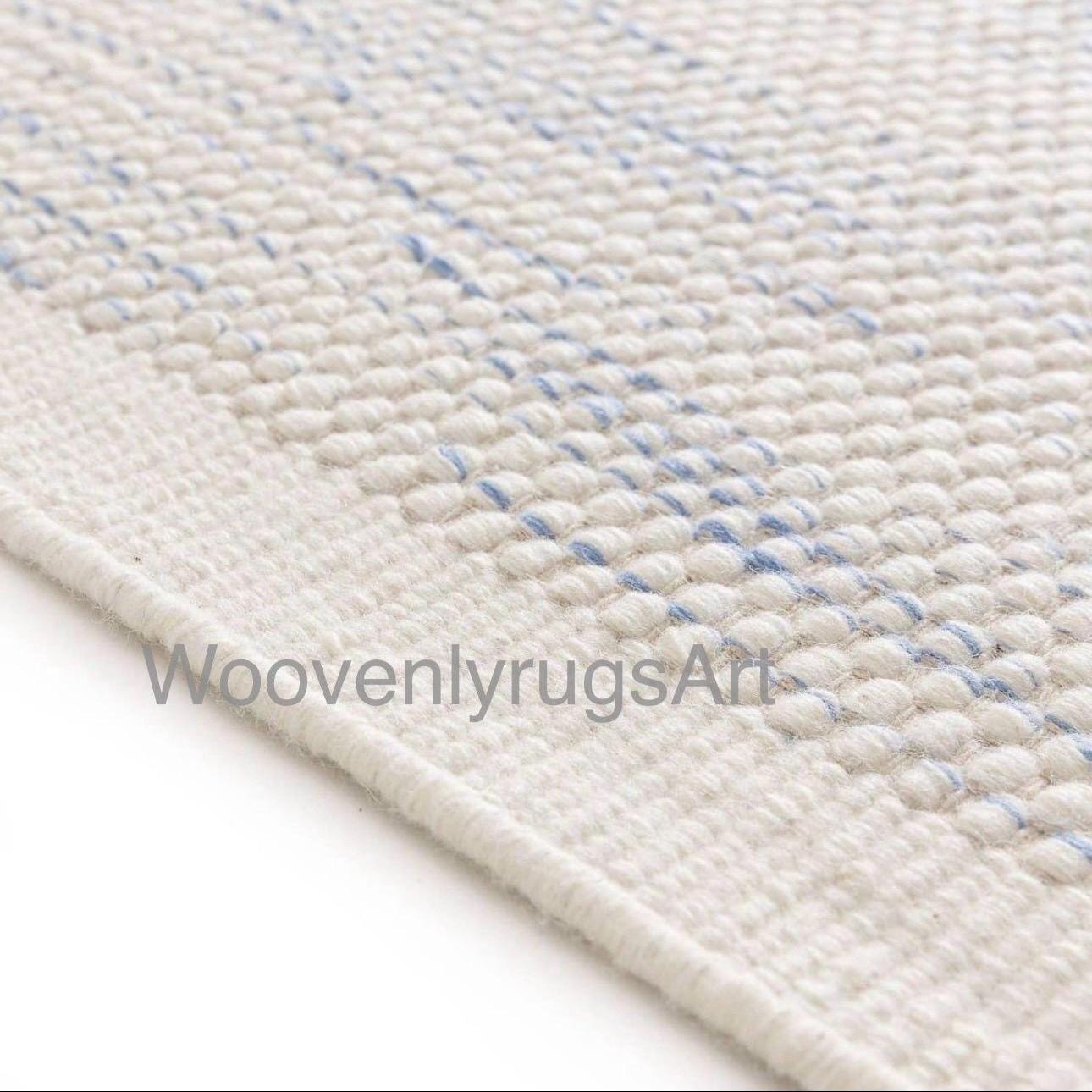 Handmade Wool Dhurrie Rug Modern Abstract Flat Weave Area Rug