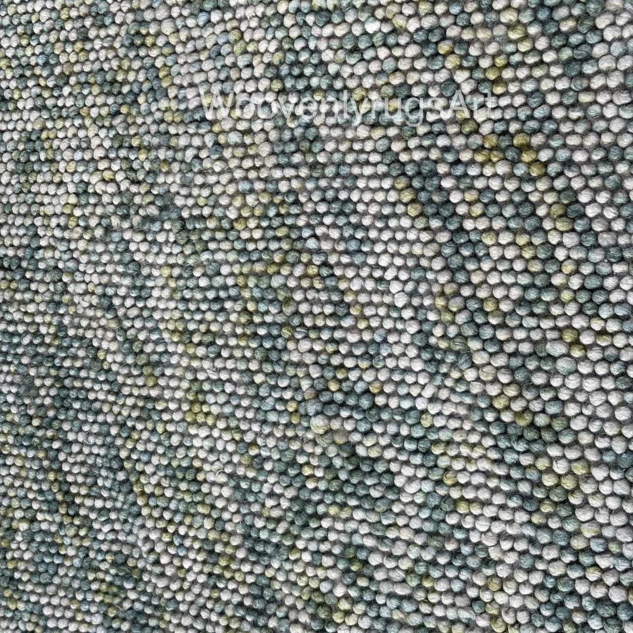 Handmade Wool Felt Ball Rug, Pebble Stone Texture, Grey Green Area Carpet
