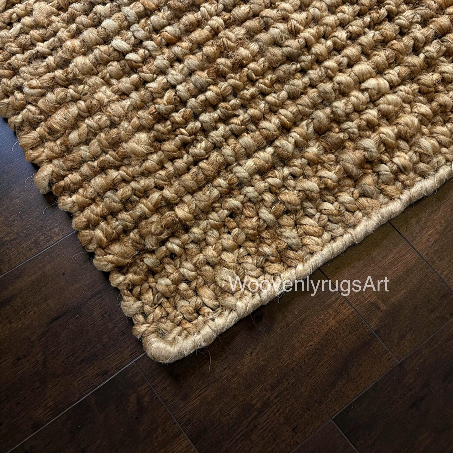 Handwoven Jute Rug | Natural Boho Farmhouse Floor Mat