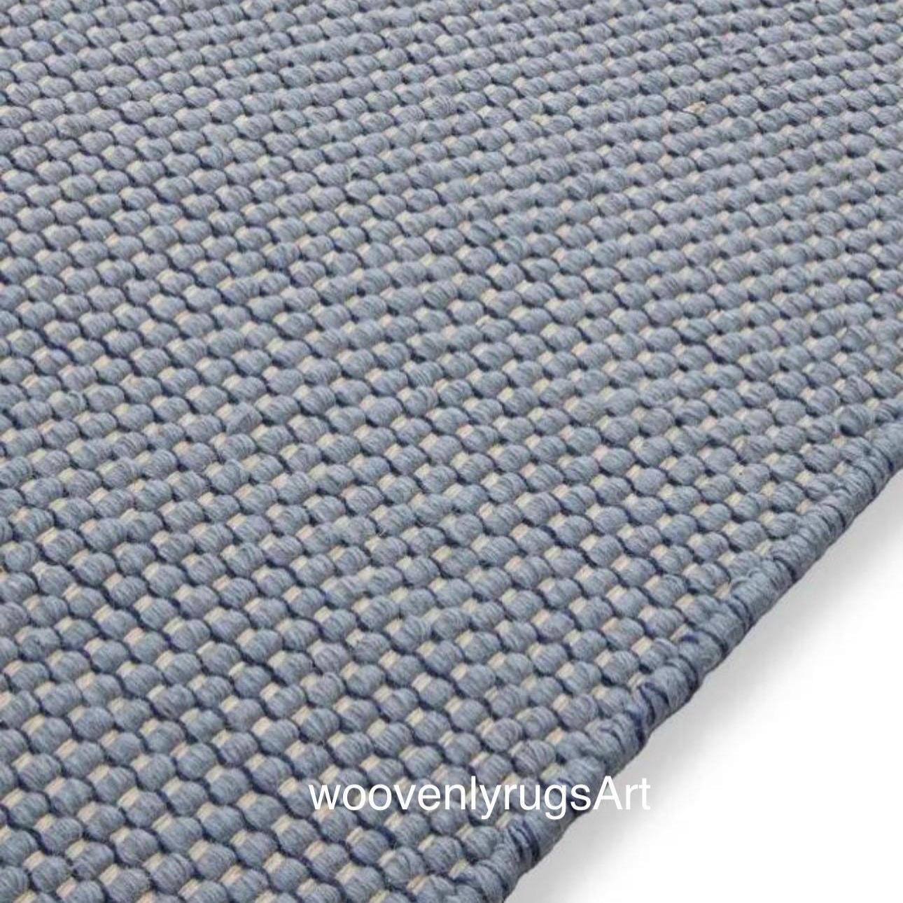 Handmade Wool Dhurrie Rug Handwoven Flatweave Grey Area Rug Minimalist Boho Carpet