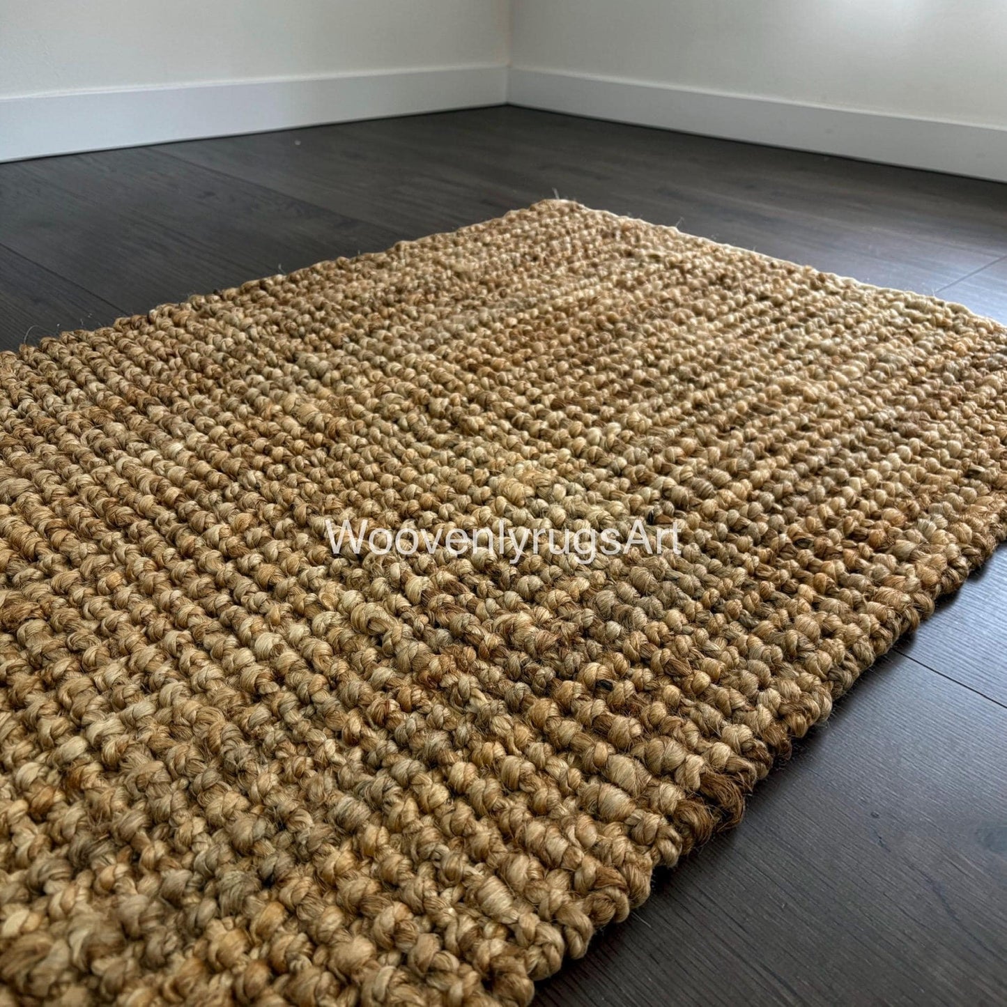 Handwoven Jute Rug | Natural Boho Farmhouse Floor Mat