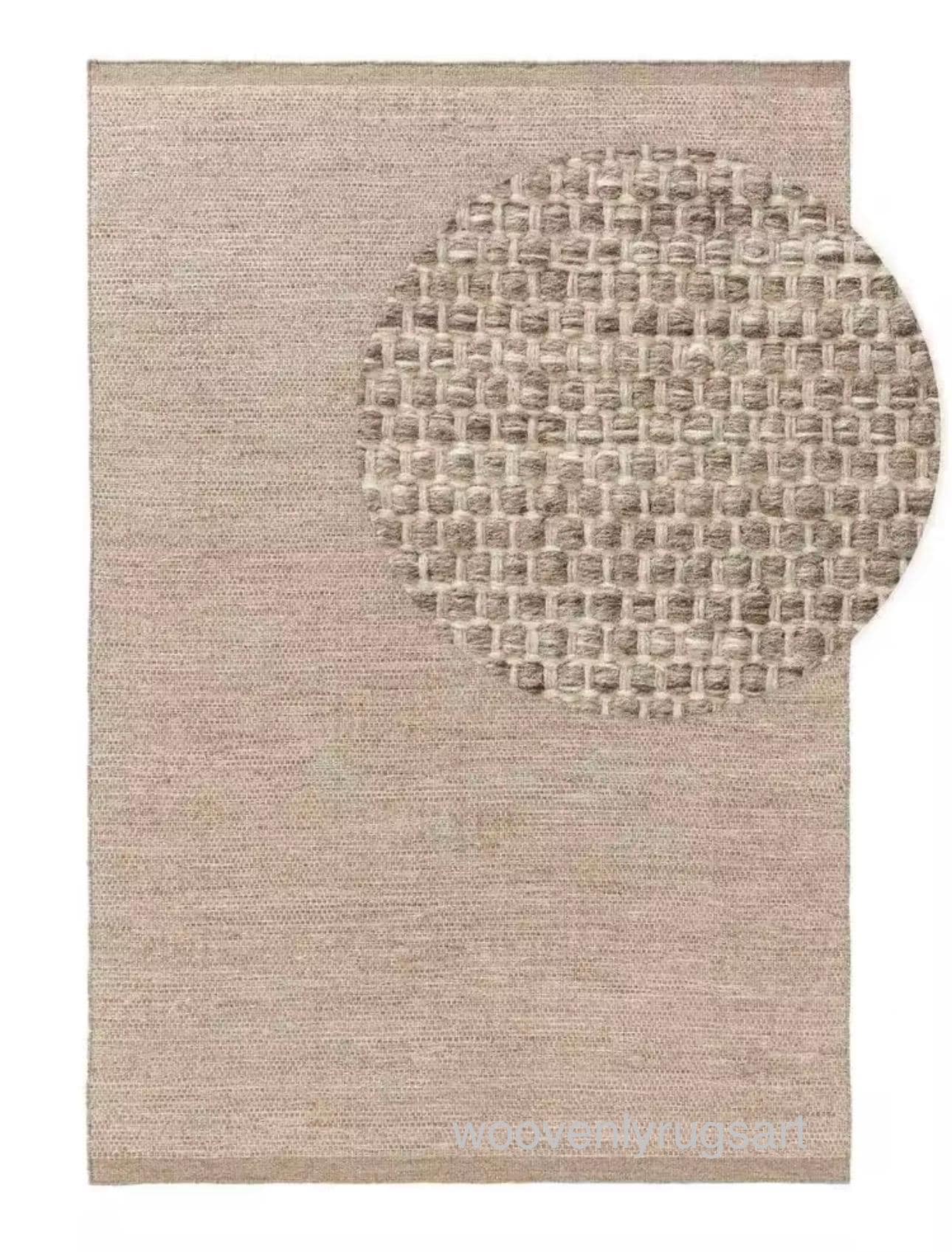 Modern Handmade Dhurrie Rug  Natural Beige Flatweave Wool Carpet