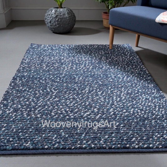 Handmade Chunky Wool Rug Thick Soft Braided Area Rug Cozy Boho Home decor