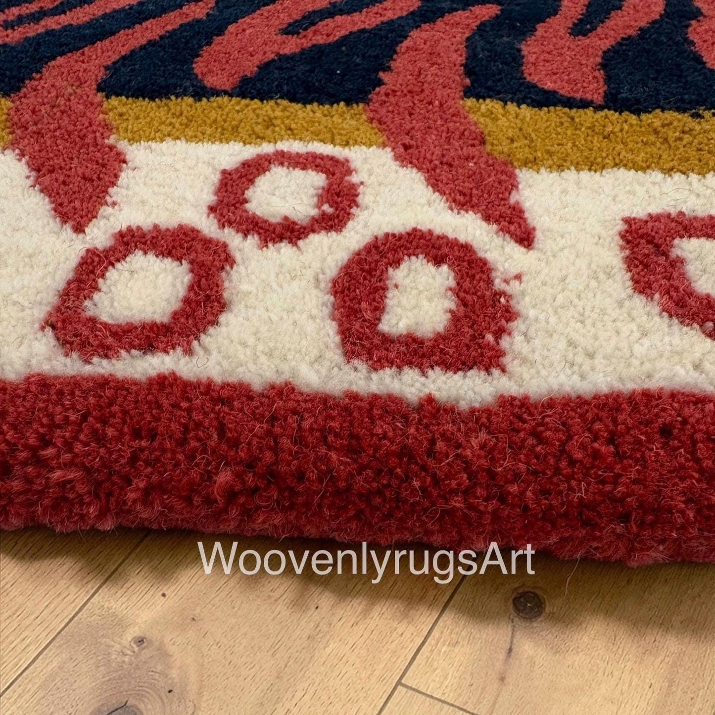 Hand Tufted Tiger Rug, Abstract Animal Shape, Modern Statement Carpet, Red Black Decor