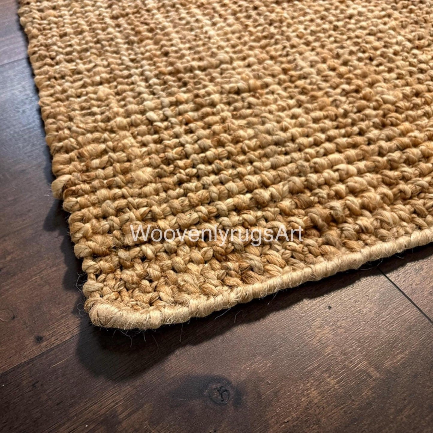 Handwoven Jute Rug | Natural Boho Farmhouse Floor Mat