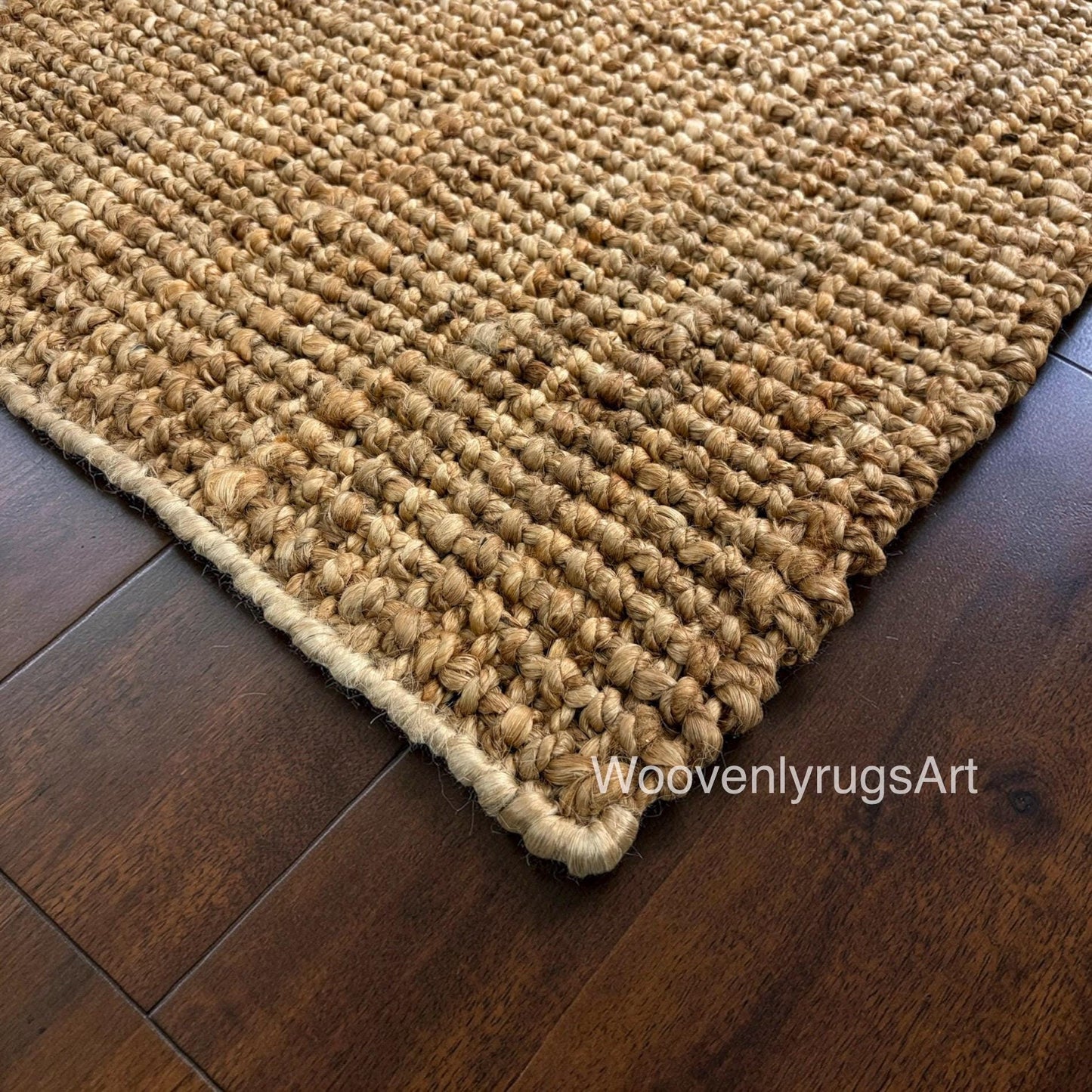 Handwoven Jute Rug | Natural Boho Farmhouse Floor Mat